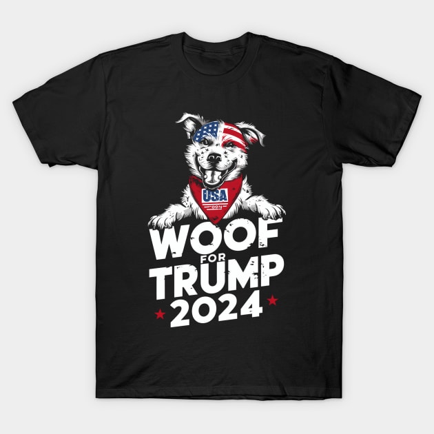 Woof For Trump Election America Dog Usa 2024 T-Shirt by OrigamiOasis